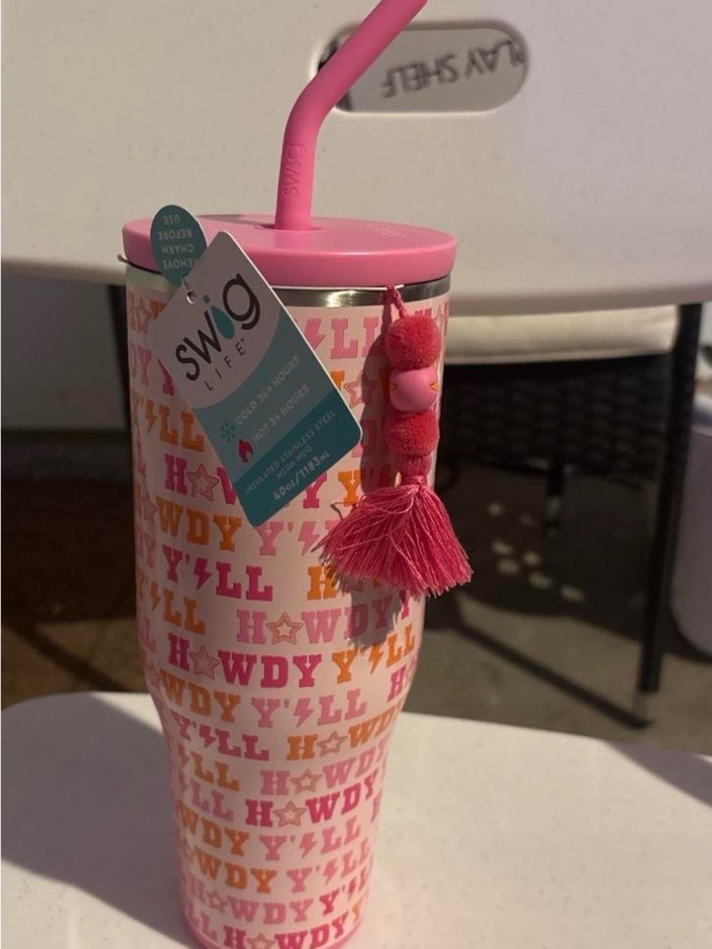 Pink 'Howdy Y'll' Kids Travel Tumbler with Straw